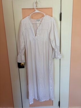 White Cotton Pintuck Maxi Dress